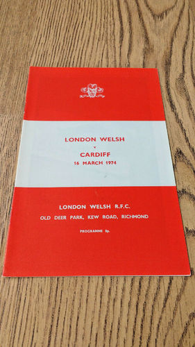 London Welsh v Cardiff Mar 1974 Rugby Programme