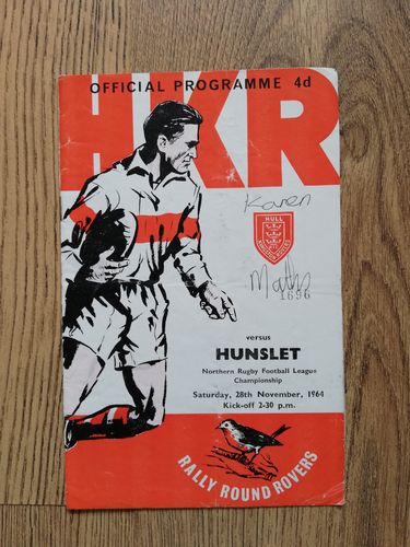 Hull KR v Hunslet Nov 1964 Rugby League Programme