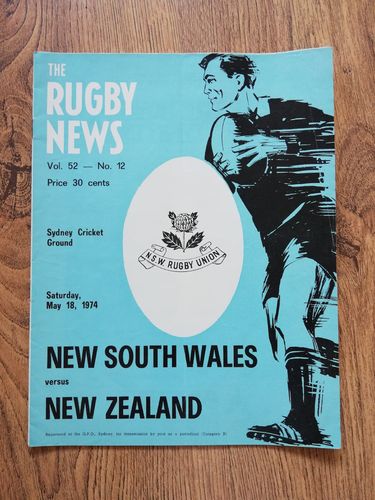 New South Wales v New Zealand May 1974 Rugby Programme