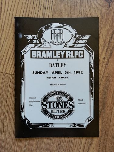 Bramley v Batley Apr 1992 Rugby League Programme
