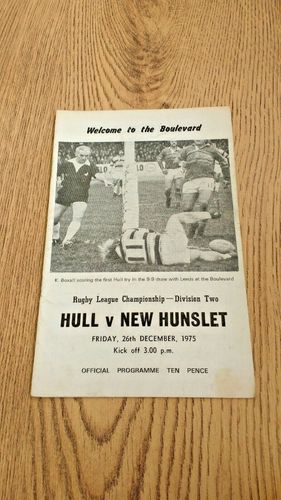 Hull v New Hunslet Dec 1975 Rugby League Programme