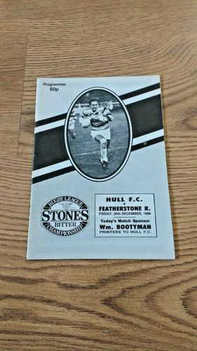 Hull v Featherstone Rovers Dec 1986 Rugby League Programme