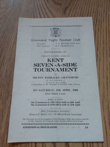 Kent Sevens 1968 Rugby Programme