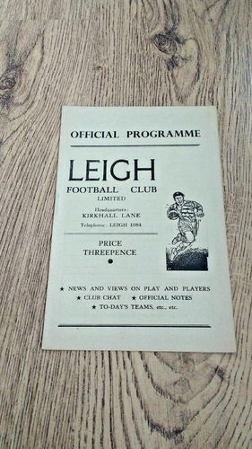 Leigh v Bramley Aug 1957 Rugby League Programme