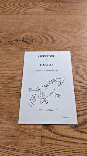 Liverpool v Halifax Nov 1971 Rugby Programme