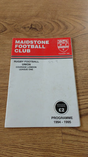 Maidstone v Harlow Oct 1994 Rugby Programme
