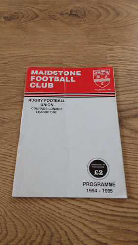 Maidstone v Thurrock Apr 1995 Rugby Programme