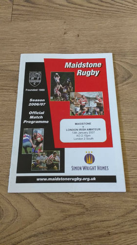 Maidstone v London Irish Amateur Jan 2007 Rugby Programme