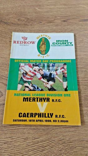 Merthyr v Caerphilly Apr 1998 Rugby Programme