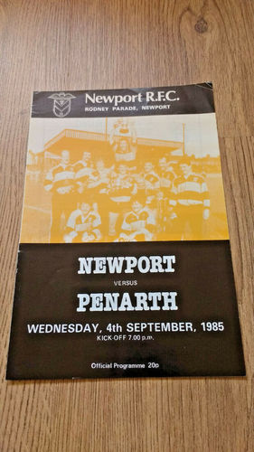 Newport v Penarth Sept 1985 Rugby Programme