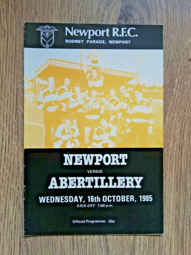 Newport v Abertillery Oct 1985 Rugby Programme