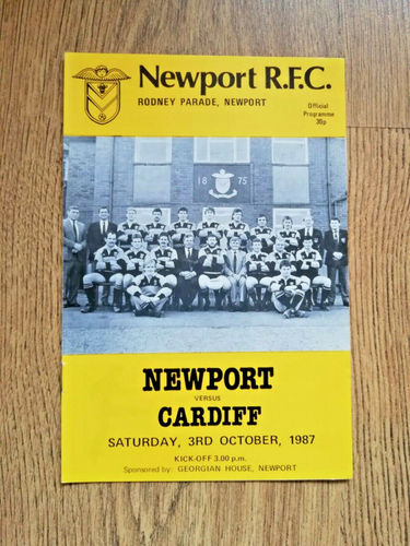Newport v Cardiff Oct 1987 Rugby Programme