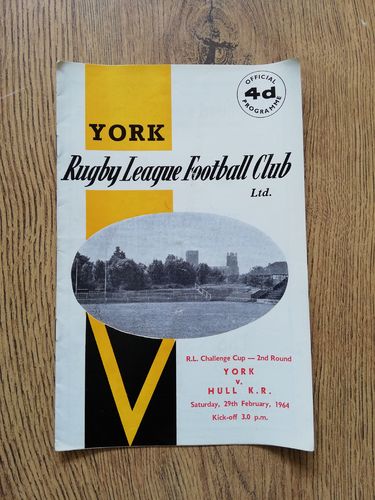 York v Hull KR Feb 1964 Challenge Cup Rugby League Programme