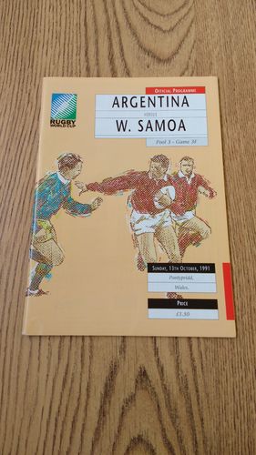 Argentina v Western Samoa RWC 1991 Programme