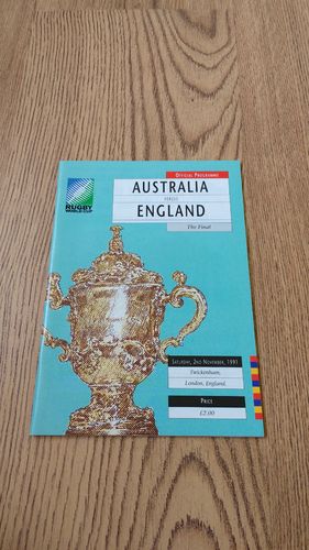 Australia v England 1991 RWC Final Programme