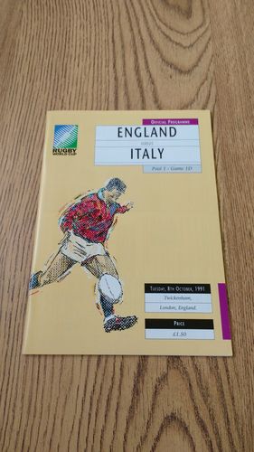 England v Italy RWC 1991 Programme
