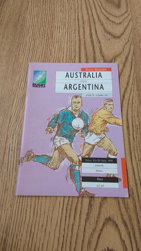 Australia v Argentina RWC 1991 Programme