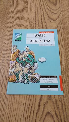 Wales v Argentina 1991 Rugby World Cup Programme