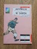 Australia v Western Samoa RWC 1991 Programme
