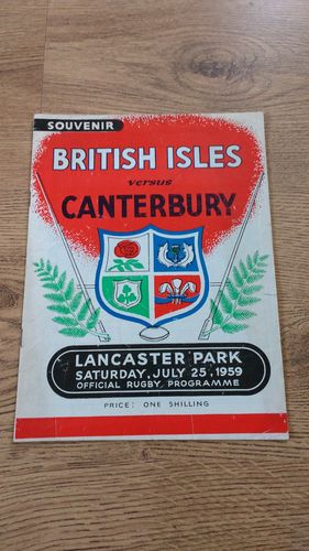 Canterbury v British Lions 1959 Tour Rugby Programme
