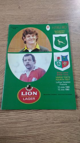 South Africa v British Lions 4th Test 1980 Tour Rugby Programme