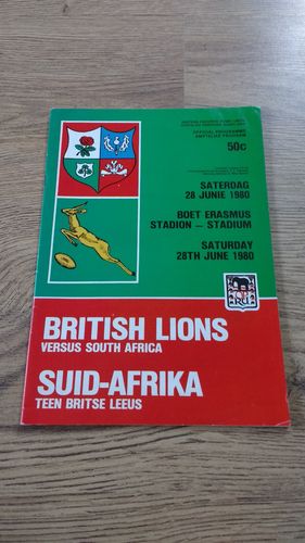 South Africa v British Lions 3rd Test 1980 Tour Rugby Programme