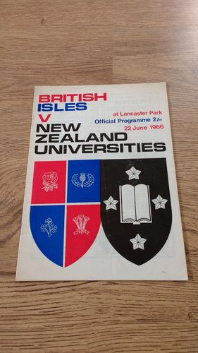 New Zealand Universities v British Lions 1966 Tour Programme