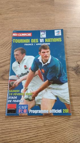 France v England 2000 Rugby Programme