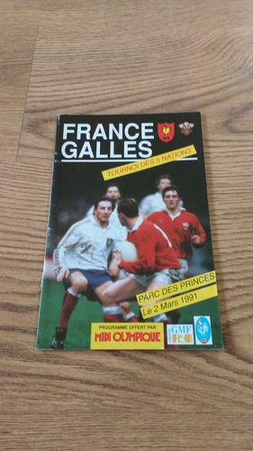 France v Wales 1991 Rugby Programme