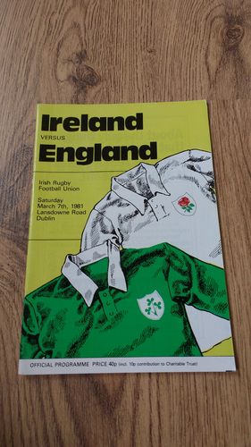 Ireland v England 1981 Rugby Programme