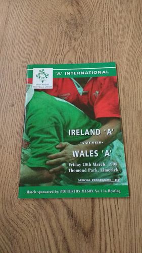 Ireland A v Wales A 1998 Rugby Programme