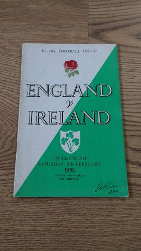 England v Ireland 1958 Rugby Programme