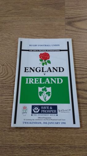 England v Ireland 1990 Rugby Programme