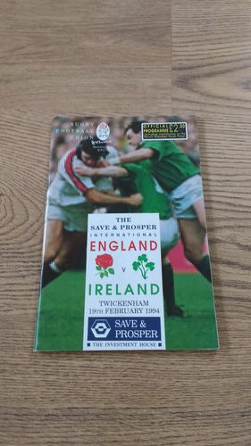 England v Ireland 1994 Rugby Programme