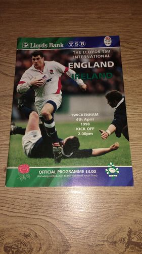 England v Ireland 1998 Rugby Programme