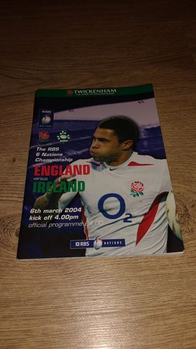 England v Ireland 2004 Rugby Programme