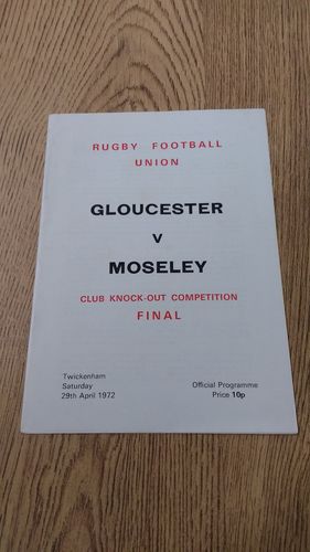 Gloucester v Moseley 1972 Cup Final Rugby Programme