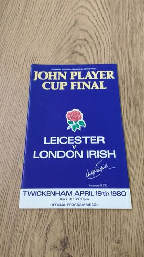 Leicester v London Irish 1980 Cup Final Rugby Programme