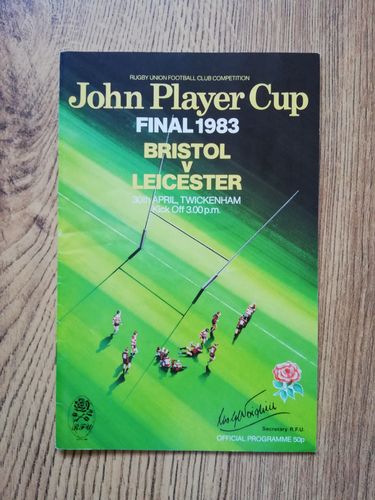 Bristol v Leicester 1983 JP Cup Final Rugby Programme