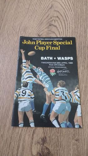 Bath v Wasps 1986 JP Cup Final Rugby Programme