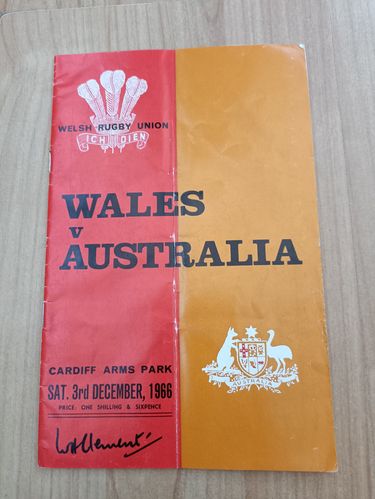 Wales v Australia 1966 Rugby Programme