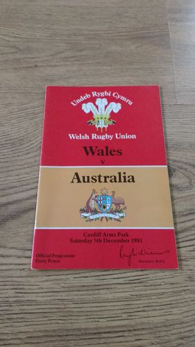 Wales v Australia 1981 Rugby Programme