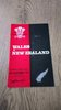Wales v New Zealand 1972 Rugby Programme