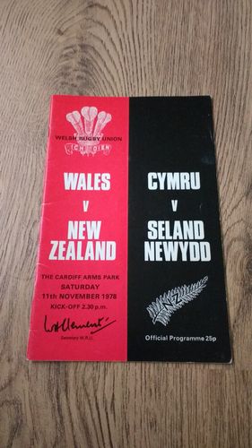 Wales v New Zealand 1978 Rugby Programme