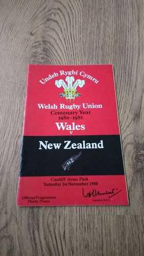 Wales v New Zealand 1980 Rugby Programme