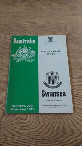 Swansea v Australia 1975 Rugby Programme