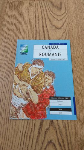 Canada v Romania RWC 1991 Programme