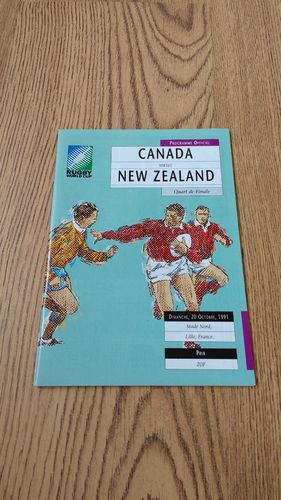 Canada v New Zealand RWC 1991 Quarter-Final Programme