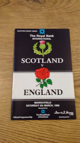Scotland v England 1988 Rugby Programme
