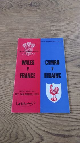 Wales v France 1978 Rugby Programme